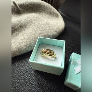 NEW Croissant Dome Ring 18k Gold Vermeil 925 Sterling Silver SZ 5.5 FREE BÉRET!